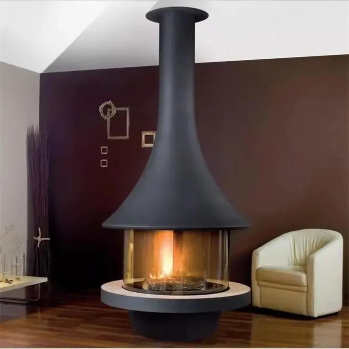 Western Style Central Wall Mounted Hanging Fireplace Wood Burning Stove With Glass