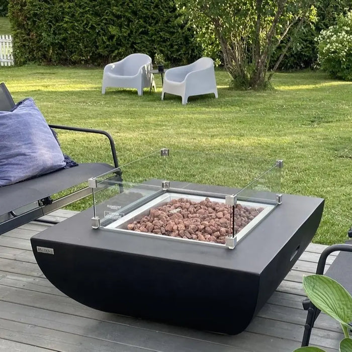 Embers Eternal Black electric smokeless square gas fire pit